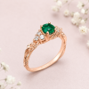 Vintage Green Emerald Engagement Ring, Diamond And Emerald Wedding Ring