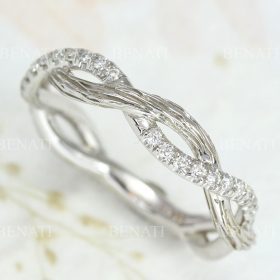 Infinity Knot Wedding Ring, Bark Wood Infinity Wedding Ring