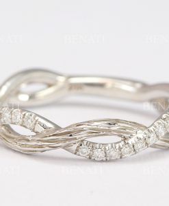 Infinity Knot Wedding Ring, Bark Wood Infinity Wedding Ring - Image 2