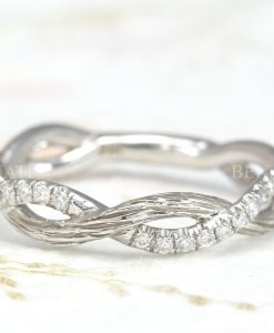 Infinity Knot Wedding Ring, Bark Wood Infinity Wedding Ring - Image 3