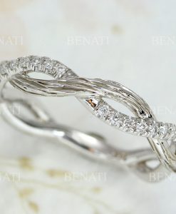 Infinity Knot Wedding Ring, Bark Wood Infinity Wedding Ring - Image 4