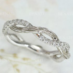 Infinity Knot Wedding Ring, Bark Wood Infinity Wedding Ring