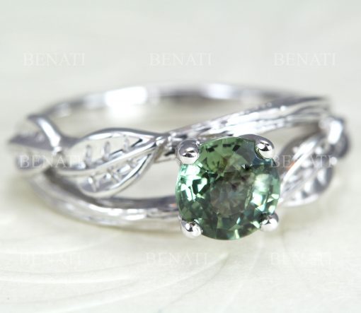 Twig Green Sapphire Engagement Ring, Engagement Ring