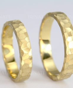 Gold Wedding Band Set, His And Hers Wedding Rings Set