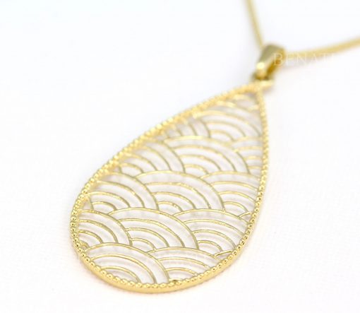 Gold pear necklaces for women, Japanese inspired gold necklace