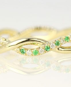Diamond Emerald Eternity Wedding Band, Emerald Diamond Wedding Band - Image 8