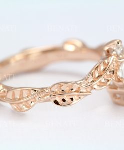 Moonstone Engagement Ring, Moonstone Leaves Engagement Ring - Image 7
