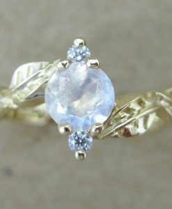 Moonstone Engagement Ring, Moonstone Leaves Engagement Ring - Image 8