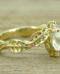 Moonstone Engagement Ring, Moonstone Leaves Engagement Ring - Image 9