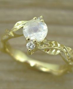 Moonstone Engagement Ring, Moonstone Leaves Engagement Ring - Image 11