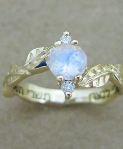 Moonstone Engagement Ring, Moonstone Leaves Engagement Ring - Image 12