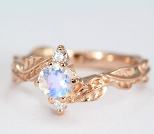 Moonstone Engagement Ring, Rose Gold Engagement Ring