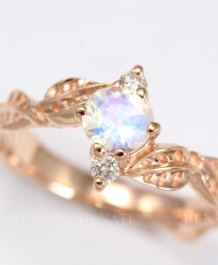 Moonstone Engagement Ring, Rose Gold Engagement Ring - Image 9