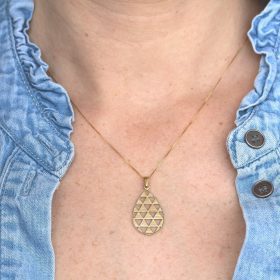 Pear Shaped Solid Gold Geometric Necklace, Triangle Necklace