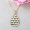 Pear Shaped Solid Gold Geometric Necklace, Triangle Necklace