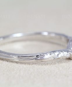 Green sapphire vintage engagement ring, Nature inspired Leaves Ring - Image 3