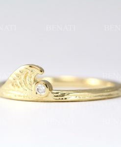 Diamond Wave Ring, 14k Gold Wave Ring - Image 4