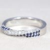 Diamond and sapphire wedding ring, 4mm mobius ring