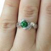 Diamond Leaves Engagement Ring, Emerald Leaf Engagement Ring