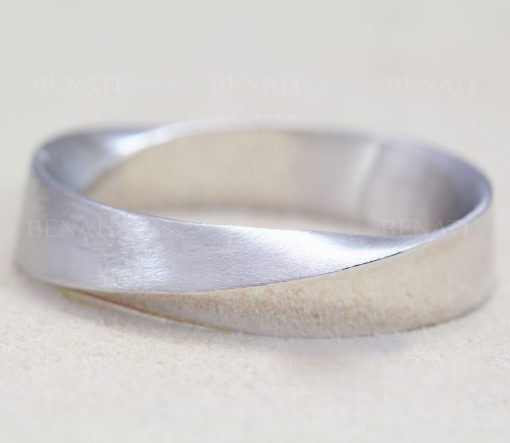 Mobius Wedding Band, 5mm Mens White Gold Wedding Ring