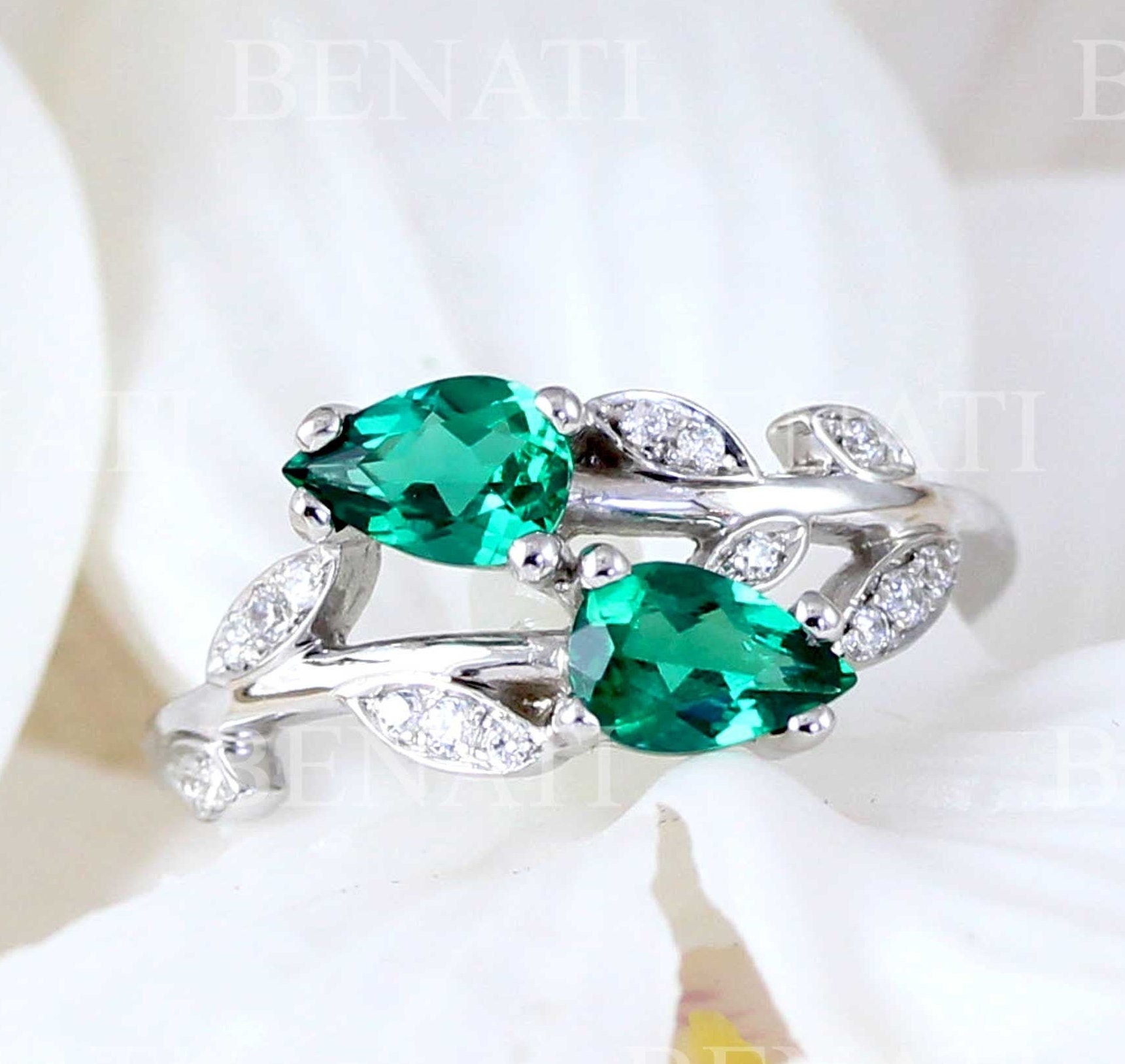 Authentic Art Deco Diamond Emerald 3 Stone Engagement Ring – Bella Rosa  Galleries