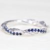 Sapphire Rope Twisted Wedding Band, Infinity Knot Ring