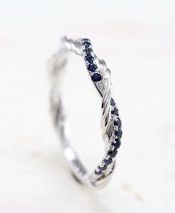 Sapphire Rope Twisted Wedding Band, Infinity Knot Ring - Image 2