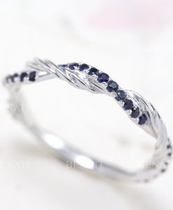 Sapphire Rope Twisted Wedding Band, Infinity Knot Ring - Image 4