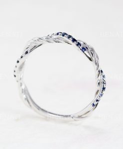 Sapphire Rope Twisted Wedding Band, Infinity Knot Ring - Image 5