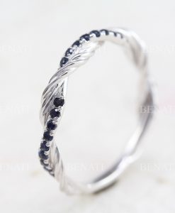 Sapphire Rope Twisted Wedding Band, Infinity Knot Ring - Image 6