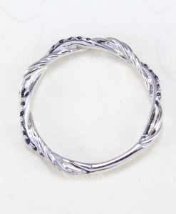 Sapphire Rope Twisted Wedding Band, Infinity Knot Ring - Image 7