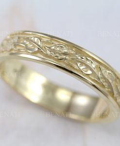 Men's wedding band with nature inspired theme