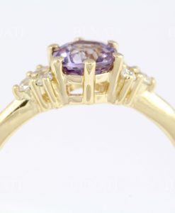 Vintage alexandrite engagement ring, Yellow gold alexandrite cluster ring - Image 4