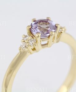 Vintage alexandrite engagement ring, Yellow gold alexandrite cluster ring - Image 5