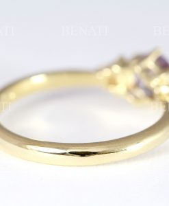 Vintage alexandrite engagement ring, Yellow gold alexandrite cluster ring - Image 6