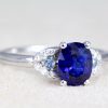 Statement Natural Sapphire Engagement Ring, 14KT White Gold