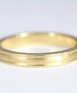Men's Women's Wedding Ring Beveled Edge, Solid Gold Matte Brushed - Image 2
