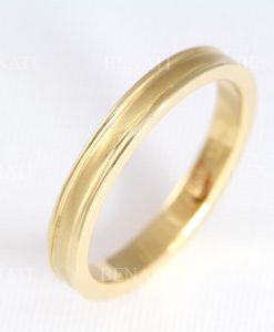Men's Women's Wedding Ring Beveled Edge, Solid Gold Matte Brushed - Image 3