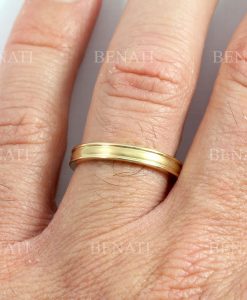 Men's Women's Wedding Ring Beveled Edge, Solid Gold Matte Brushed - Image 4