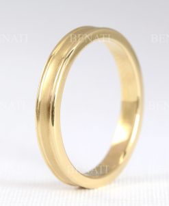 Men's Women's Wedding Ring Beveled Edge, Solid Gold Matte Brushed - Image 6