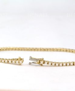 Classic Tennis Bracelet, 14k Yellow Gold Diamond Tennis Bracelet 2.05 Carats 2.2 mm Wide - Image 3