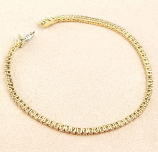 Classic Tennis Bracelet, 14k Yellow Gold Diamond Tennis Bracelet 2.05 Carats 2.2 mm Wide