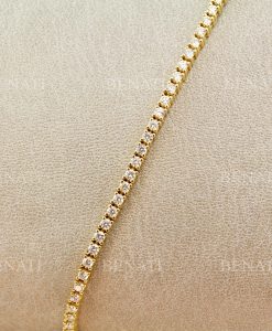 Classic Tennis Bracelet, 14k Yellow Gold Diamond Tennis Bracelet 2.05 Carats 2.2 mm Wide - Image 5