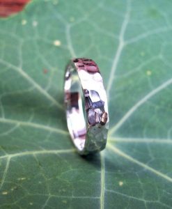 Hammered Gold Mens Wedding Band, Hammered Wedding Ring - Image 2