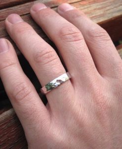 Hammered Gold Mens Wedding Band, Hammered Wedding Ring - Image 3