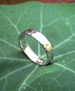 Hammered Gold Mens Wedding Band, Hammered Wedding Ring - Image 5