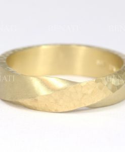 Wide Mens Wedding Band, 6mm Hammered Mobius Wedding Ring - Image 3