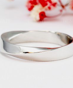Gold Mobius Wedding Ring, 4mm Wide Mobius Wedding Band For Men and Women - Image 2