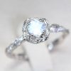Moonstone Infinity Knot Engagement Ring, Twisted Rope Conflict Free Diamond Engagement Ring