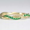 Gold Leaf Ring, Emerald Leaf Engagement Ring
